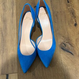New J. Crew Vibrant Blue Suede Kitten Heels 8.5